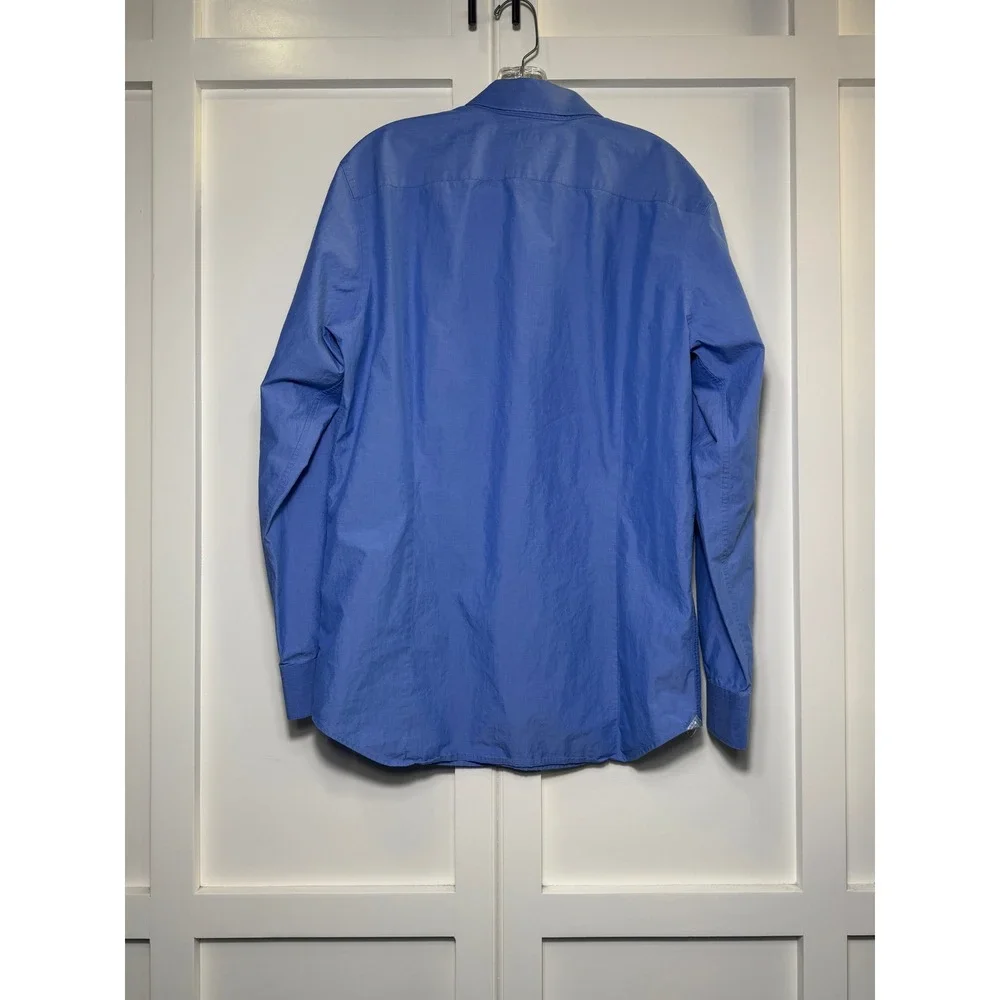 Banana Republic Grant‎ Fit Blue 120s Supima Cotton Button Down Shirt Mens L